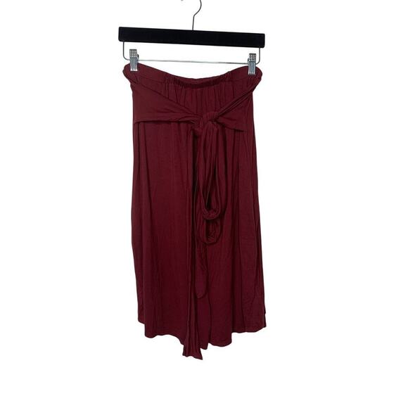 Free People | FP Beach Burgundy Tie Front Long High Waisted Flowy Shorts - Picture 1 of 6